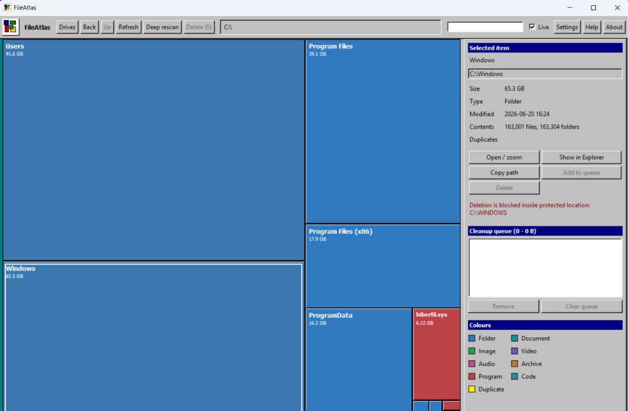 FileAtlas system drive treemap